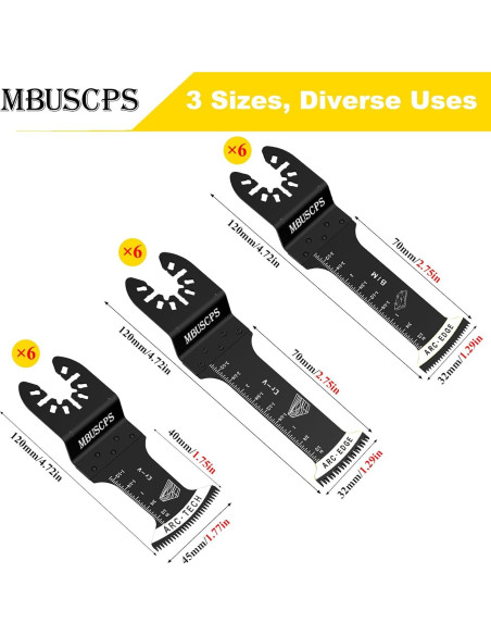 Juego de 18 Hojas de Sierra Oscilante MBUSCPS 12,07 cm
