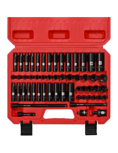 Juego de Enchufes de Impacto EMENTOL 55 Piezas 1/4"