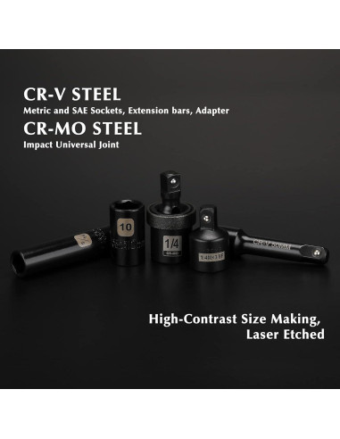 Juego de Enchufes de Impacto EMENTOL 55 Piezas 1/4"