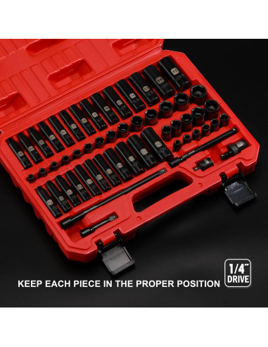 Juego de Enchufes de Impacto EMENTOL 55 Piezas 1/4"