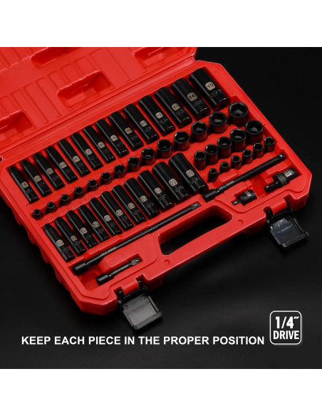 Juego de Enchufes de Impacto EMENTOL 55 Piezas 1/4"