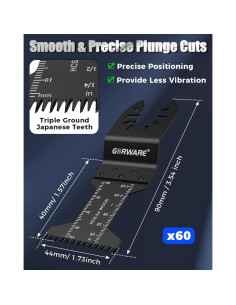 Hojas de Multiherramienta GORWARE 60PCS Dientes Japoneses 2