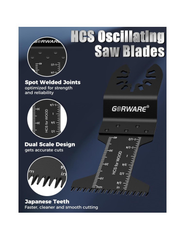 Hojas de Multiherramienta GORWARE 60PCS Dientes Japoneses