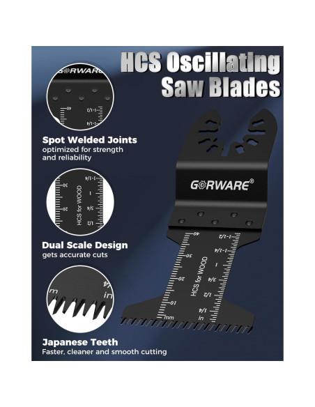 Hojas de Multiherramienta GORWARE 60PCS Dientes Japoneses