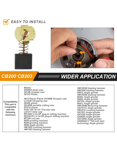 8 Piezas Cepillo de Carbono Popbee para Makita CB203