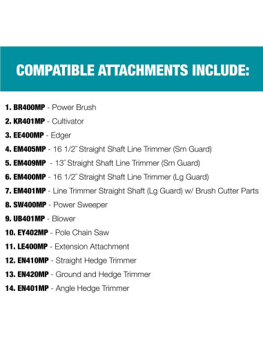 Accesorio de Eje Acoplable Makita EM409MP 33 cm Desmalezadora