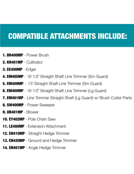 Accesorio de Eje Acoplable Makita EM409MP 33 cm Desmalezadora