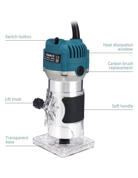 Fresadora Eléctrica AKYPACH 800W 30000RPM para Madera