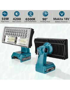 Luz de Trabajo LED Inalámbrica GRVODFRTA 50W 4200LM Makita 18V 2