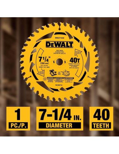 Hoja de sierra circular DEWALT 40T 24.64cm para madera