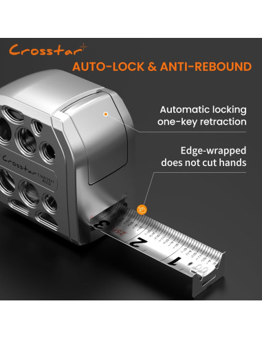 Cinta Métrica Crosstar 7,62m Doble Cara Magnética Impermeable