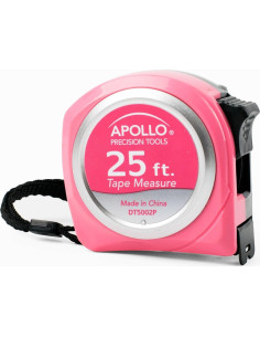 Cinta Métrica Apollo Tools 7.62m Rosa con Cuchilla Nylon 2
