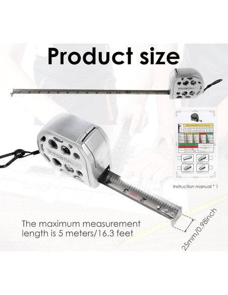 Cinta Métrica Acero Inoxidable Mimoyalaso 5m Doble Escala
