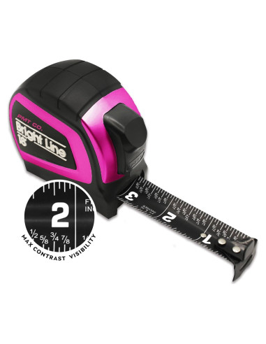 Cinta Métrica Retráctil Perfecta BrightLine 5.49m Rosa