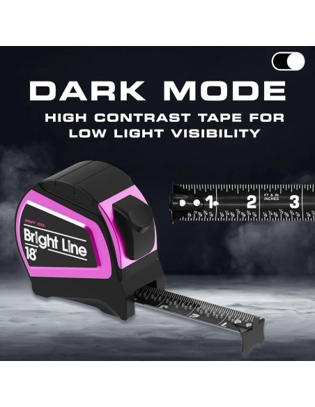 Cinta Métrica Retráctil Perfecta BrightLine 5.49m Rosa