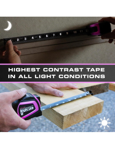 Cinta Métrica Retráctil Perfecta BrightLine 5.49m Rosa