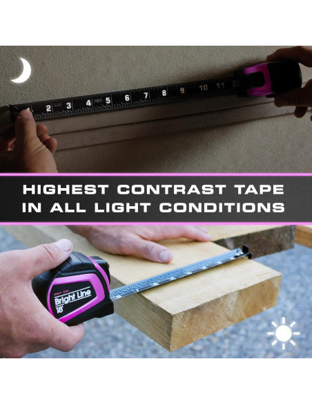 Cinta Métrica Retráctil Perfecta BrightLine 5.49m Rosa