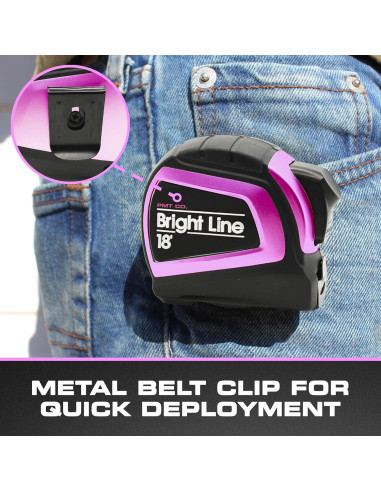 Cinta Métrica Retráctil Perfecta BrightLine 5.49m Rosa