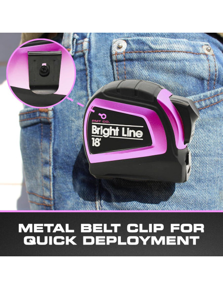 Cinta Métrica Retráctil Perfecta BrightLine 5.49m Rosa