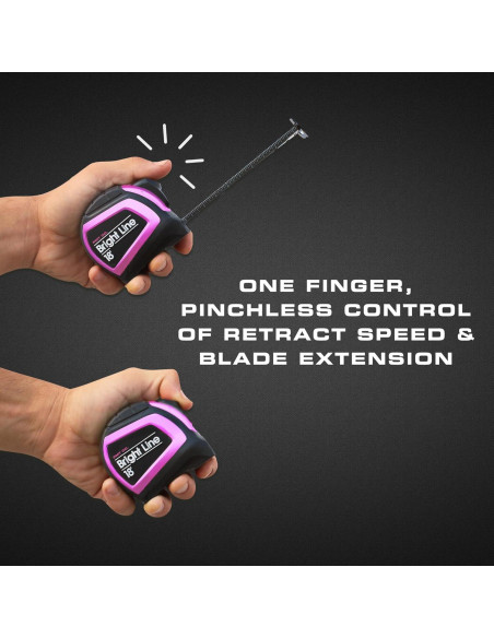 Cinta Métrica Retráctil Perfecta BrightLine 5.49m Rosa