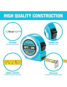 Cinta Métrica Mini DURATECH 6m Retráctil Llavero Compacta 2