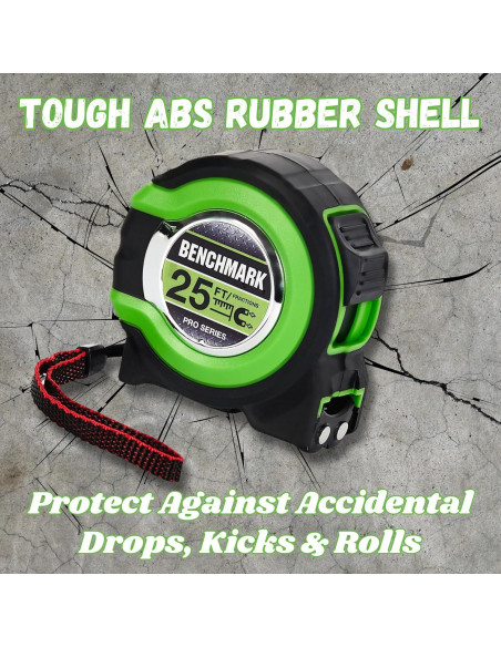 Cinta Métrica Benchmark - Paquete de 3 - 7,62 m - Verde