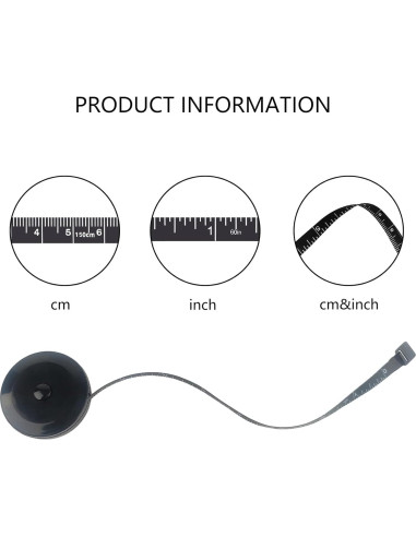 Cinta Métrica Retráctil GDMINLO 3 Piezas 150 cm Negra