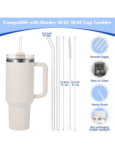 Pajitas de vidrio MYJIE 30,48 cm 12 Pcs reutilizables 2