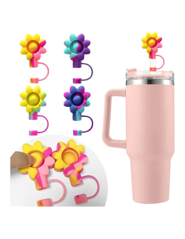 4 Tapas de Silicona para Pajitas SEMATA Coloridas 10 mm