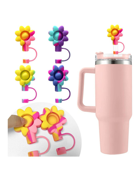 4 Tapas de Silicona para Pajitas SEMATA Coloridas 10 mm