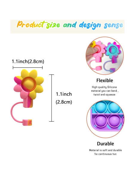 4 Tapas de Silicona para Pajitas SEMATA Coloridas 10 mm