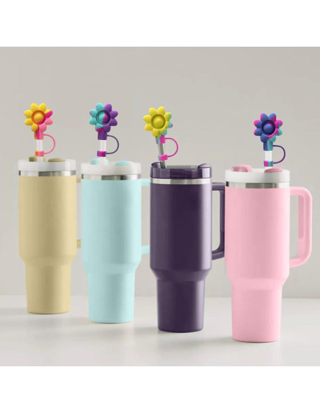 4 Tapas de Silicona para Pajitas SEMATA Coloridas 10 mm