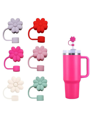 Tapa de Silicona para Pajitas TLFOMIA 10 mm Floral 6 Pcs