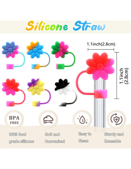 Cubiertas de Silicona SEMATA para Pajitas 6 Piezas Coloridas