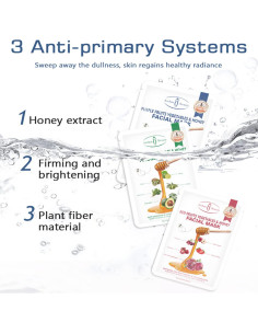 AICHUN BEAUTY Máscara Facial Frutas y Miel 10 Piezas 25ml 2