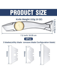 Cuchillos Utility WILLBOND 4 Piezas con 12 Cuchillas 2