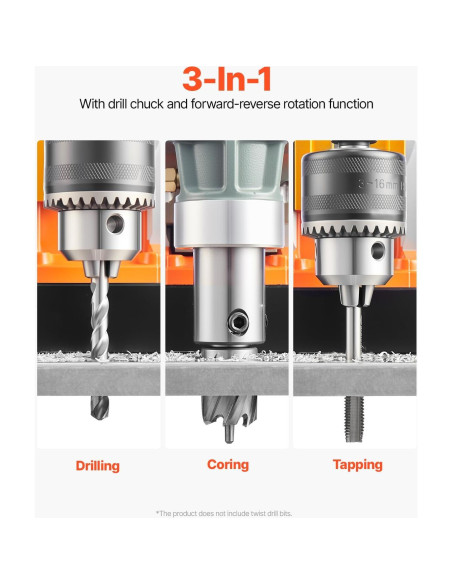 Taladro Magnético VEVOR 1450W 5.08cm 800 RPM con Brocas