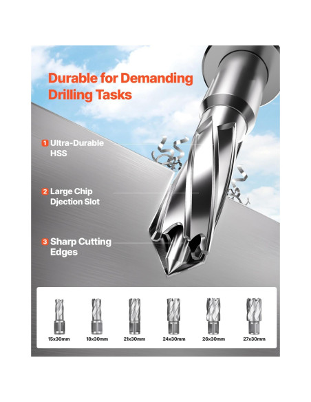 Taladro Magnético VEVOR 1450W 5.08cm 800 RPM con Brocas