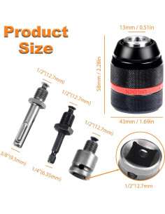 Mandril Sin Llave YUEARN 1/2-20UNF 1.5-13mm para Taladros 2