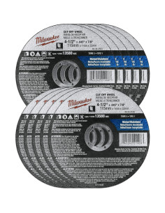 Paquete de 10 Ruedas de Corte Milwaukee 4.5" para Metal INOX 2