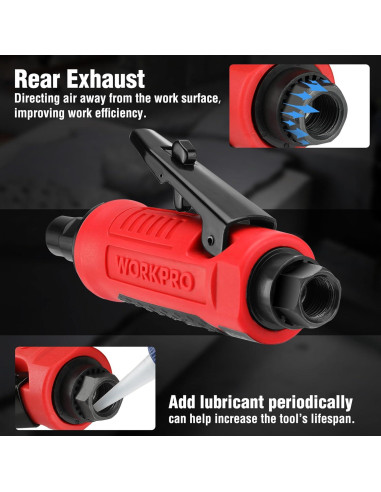 Amortiguador Neumático WORKPRO Recto 25000RPM 0.25kg