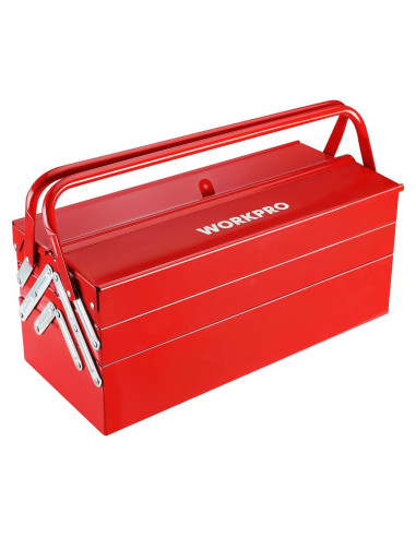 Caja de herramientas WORKPRO metálica 465mm 5 bandejas roja