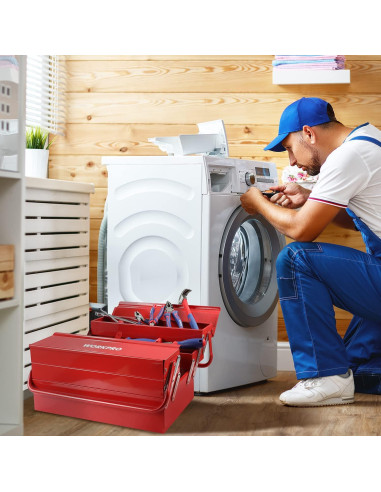 Caja de herramientas WORKPRO metálica 465mm 5 bandejas roja