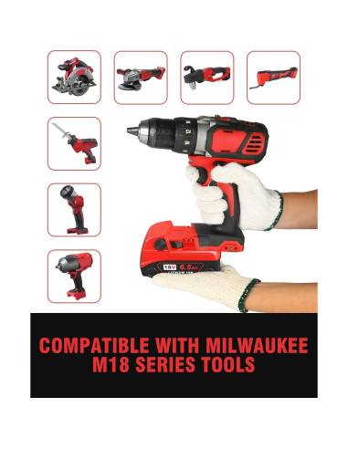 Batería 4Pack 6.5Ah para Milwaukee M18 - Alta Capacidad