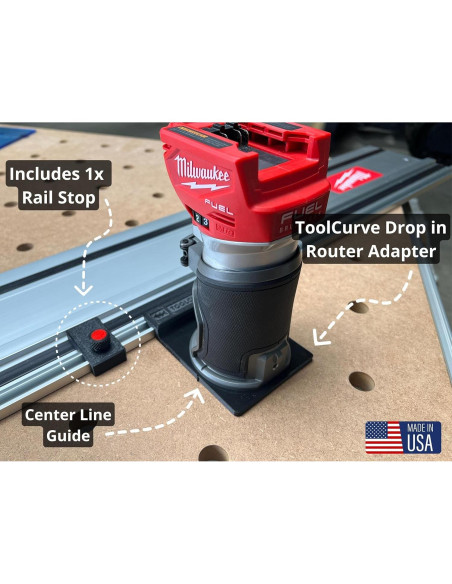 Adaptador de riel guía ToolCurve para router Milwaukee