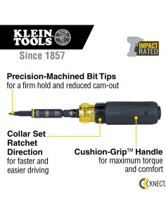 Destornillador Trinquete Klein Tools 11 en 1 con Puntas 2