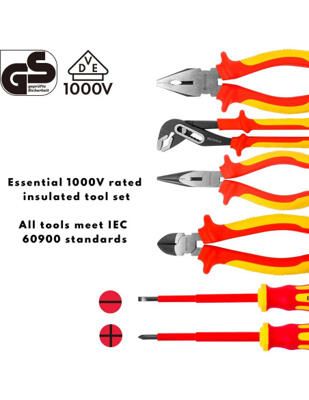 BILITOOLS Juego de 12 Destornilladores y Alicates Aislados 1000V