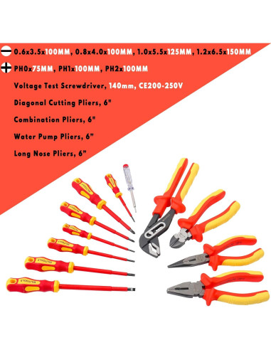 BILITOOLS Juego de 12 Destornilladores y Alicates Aislados 1000V