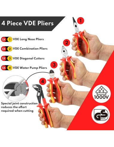 BILITOOLS Juego de 12 Destornilladores y Alicates Aislados 1000V