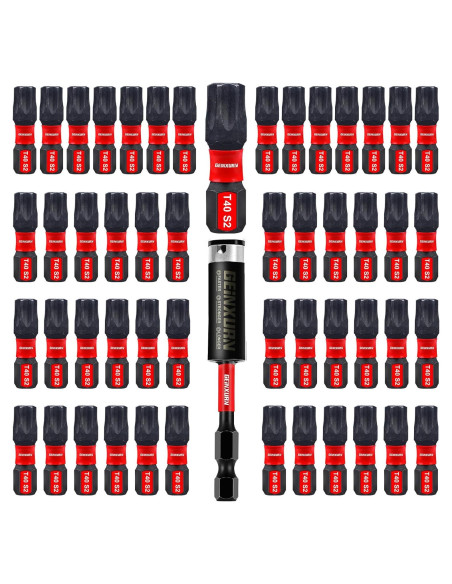 Juego de 51 Puntas Torx T40 GEINXURN Acero S2 2.54 cm
